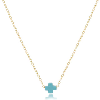 enewton 16" Necklace Gold - Signature Cross Small Turquoise