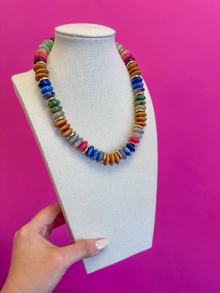 Chunky Bead Necklace - Fall Multi w/ Gold