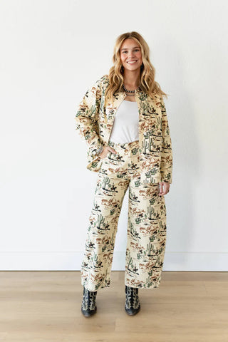 Cowboy Cactus Wide Leg Jeans