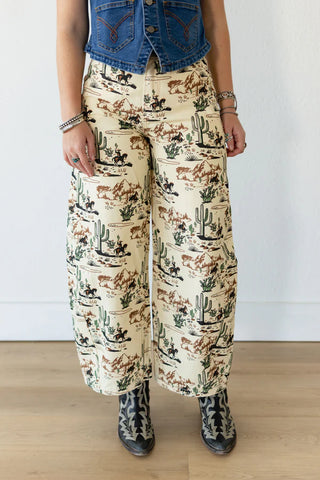 Cowboy Cactus Wide Leg Jeans
