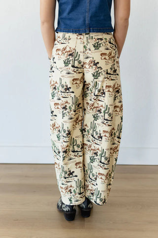 Cowboy Cactus Wide Leg Jeans