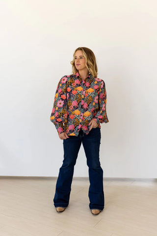 Petal Punch Long Sleeve Button Up Blouse