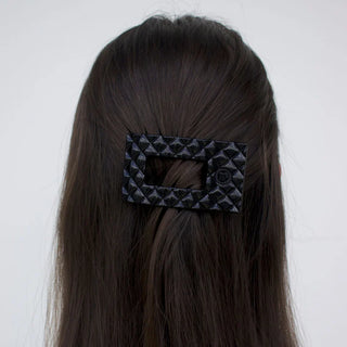 TELETIES Jet Black Quilted Small Flat Rectangle Hair Clip