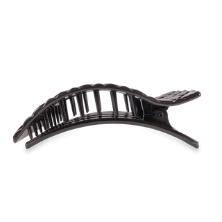 TELETIES Jet Black Quilted Large Flat Rectangle Hair Clip