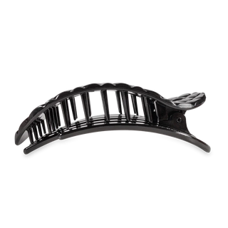 TELETIES Jet Black Quilted Large Flat Round Hair Clip