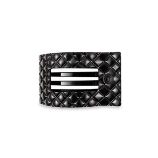 TELETIES Jet Black Quilted Small Flat Rectangle Hair Clip is a black quilted hair clip