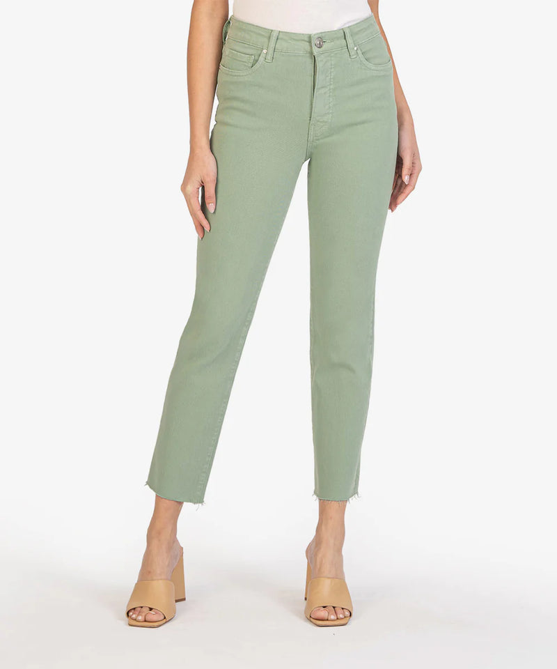 Kut from the Kloth Reese Sea Green Fab Ab Ankle Straight Leg Jeans