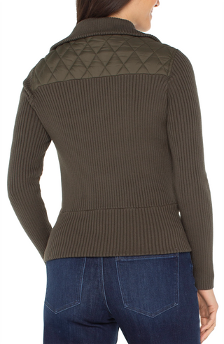 Quilted Zip Front Sweater Jacket by Liverpool