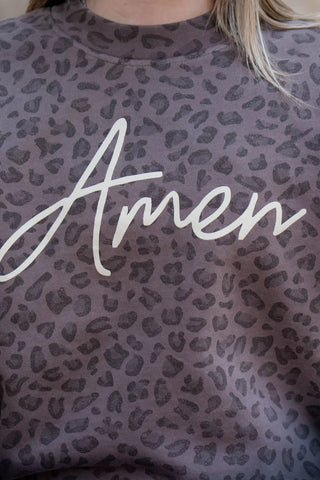 "Amen" Leopard Sweatshirt