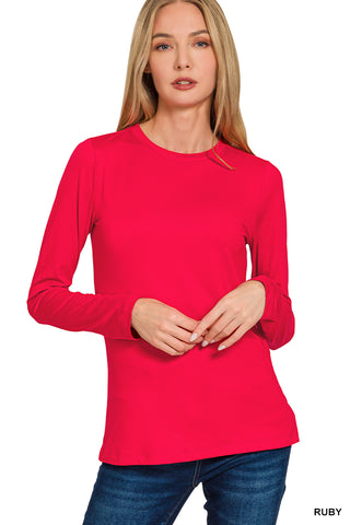 Brushed Microfiber Long Sleeve Top
