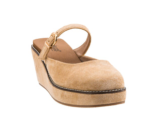 Corkys Me Time Wedge Closed Toe Shoe - Camel Faux Suede