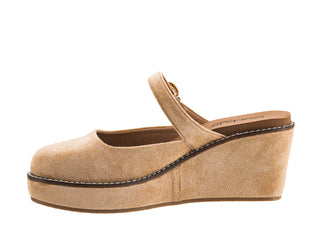 Corkys Me Time Wedge Closed Toe Shoe - Camel Faux Suede