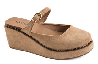 Corkys Me Time Wedge Closed Toe Shoe - Camel Faux Suede