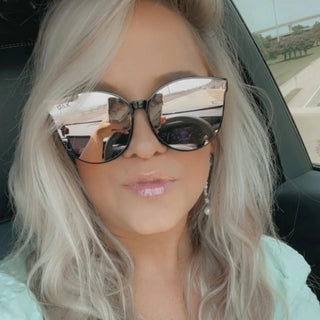 DAX Eyewear Pacific Champagne - Women's Polarized Oversized Horn Sunglasses