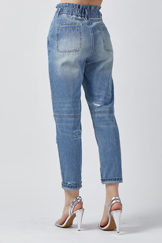 Risen High Rise Pull On Barrel Jeans