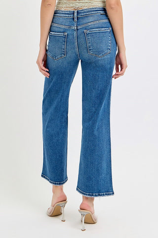 Tummy Control High Rise Wide Crop Jeans by Risen