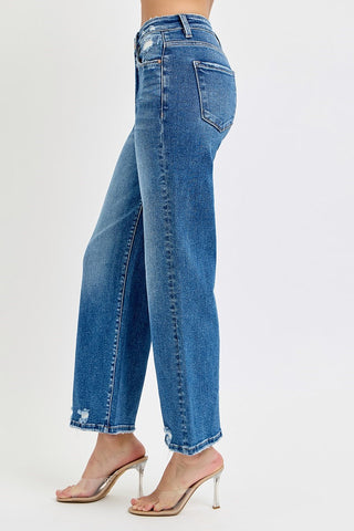 Tummy Control High Rise Wide Crop Jeans by Risen