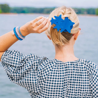 TELETIES Blue Shooting Star Large Flat Hair Clip - Large
