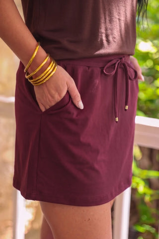 Solid Burgundy Skort