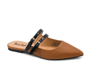 Corkys Take A Number Pointed Toe Slip On Mule Shoes - Cognac