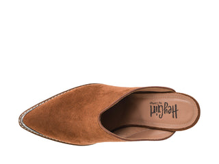 Corkys Hey Girl Tell It To The Judge Heeled Mule Shoe - Tobacco Faux Suede