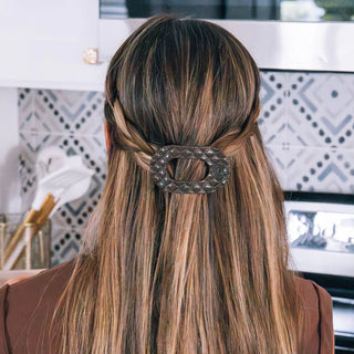 TELETIES Truly Taupe Quilted Small Flat Round Hair Clip