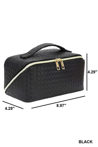 Woven Vegan Leather Cosmetic Bags - Multiple Colors!