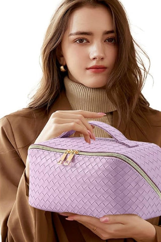 Woven Vegan Leather Cosmetic Bags - Multiple Colors!