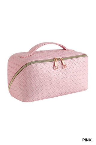 Woven Vegan Leather Cosmetic Bags - Multiple Colors!