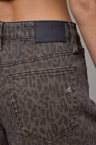 Brown Cheetah High Rise 3" Inseam Shorts by Hidden Denim
