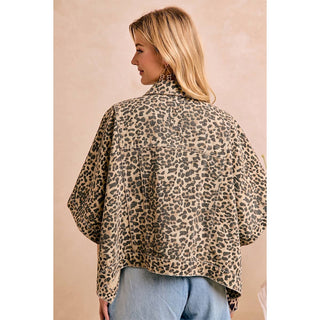Oversized Cape Sleeve Jacket - Leopard
