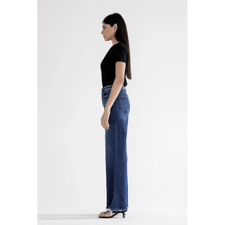 Mica Denim Super High Rise Seam Front Wide Leg Jeans