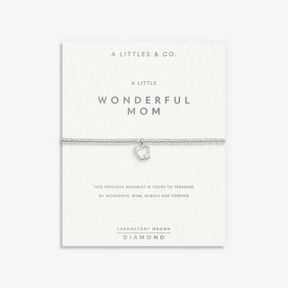 'Wonderful Mom' Silver Plated Bracelet w/ Laboratory Grown Diamond