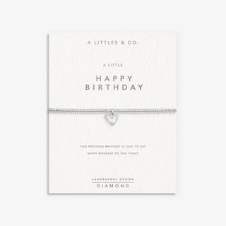 'Happy Birthday' Silver Plated Bracelet w/ Laboratory Grown Diamond