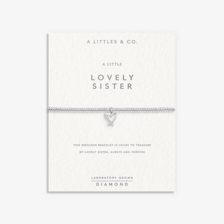 'Lovely Sister' Silver Plated Bracelet w/ Laboratory Grown Diamond