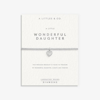 'Wonderful Daughter' Silver Plated Bracelet w/ Laboratory Grown Diamond