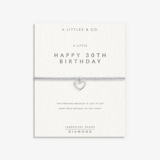 '30th Birthday' Silver Plated Bracelet w/ Laboratory Grown Diamond