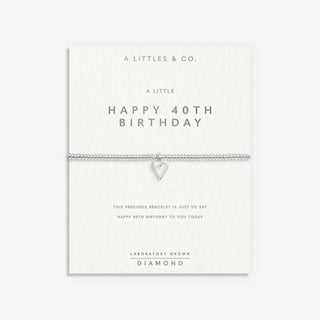 '40th Birthday' Silver Plated Bracelet w/ Laboratory Grown Diamond