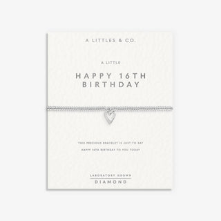'16th Birthday' Silver Plated Bracelet w/ Laboratory Grown Diamond