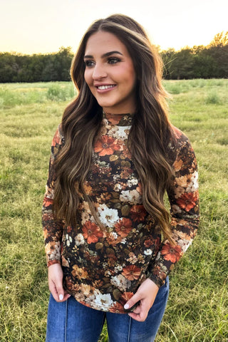 Maple Bloom Long Sleeve Mesh Top
