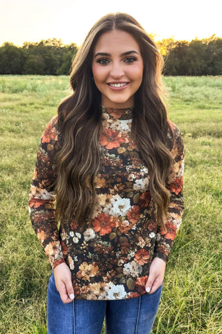 Maple Bloom Long Sleeve Mesh Top