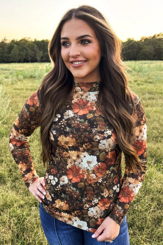Maple Bloom Long Sleeve Mesh Top