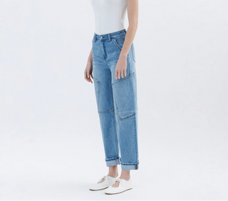 Super High Rise Utility Barrel Leg Jeans by Vervet