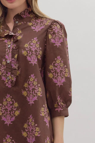 3/4 Sleeve Floral Dress