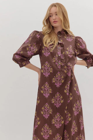 3/4 Sleeve Floral Dress