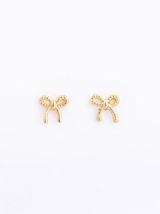 Julie Bow Stud Earrings is a pair of gold-filled bow shaped earring studs. 