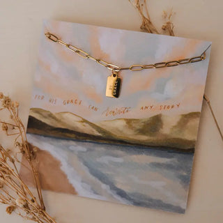 "By Grace" Mini Tag Necklace - Ephesians 2:8-9
