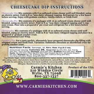 Carmie's Kitchen Cheesecake Dip Mixes