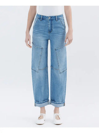 Super High Rise Utility Barrel Leg Jeans by Vervet