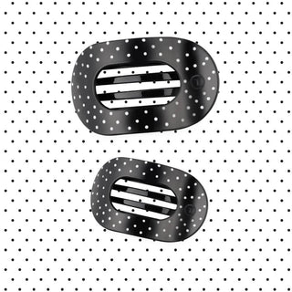 Teleties Black Polka Dot Party Medium Flat Round Hair Clip